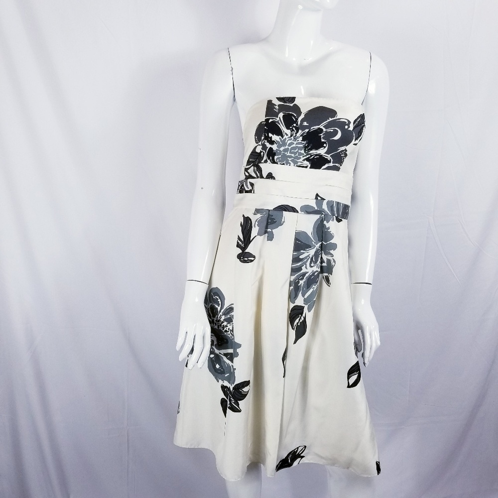 Ann Taylor Silk Dress Strapless Floral Print Sz 4